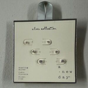 A New Day Silver Collection ~ Sterling Silver Stud Earrings (Set of 3)
